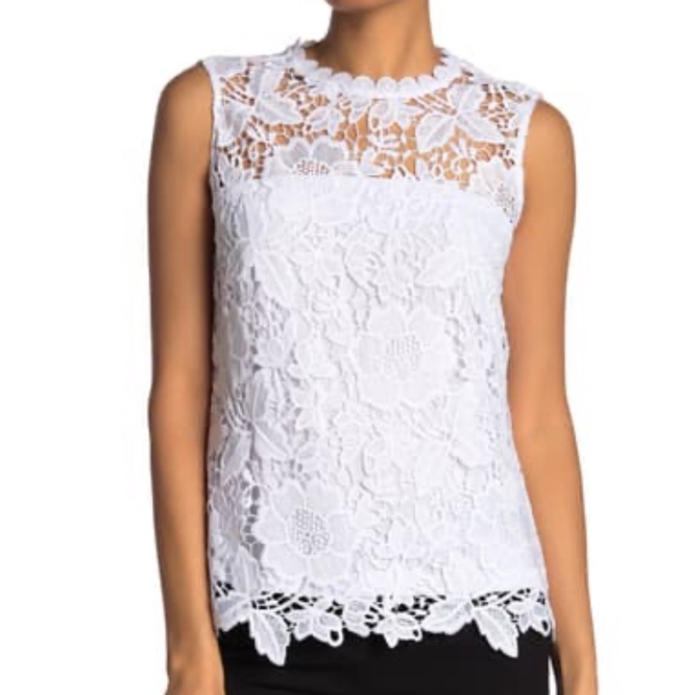 Nanette Lepore White Lace Tie Back Tank